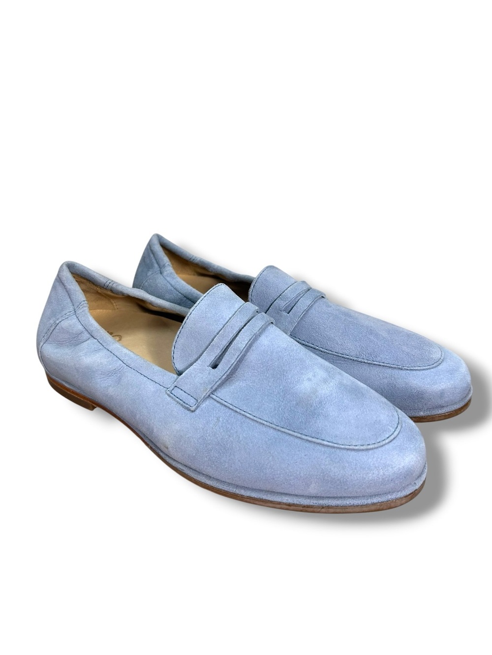 Women’s Abeo Strada Light Blue Suede Penny Loafers Size 7